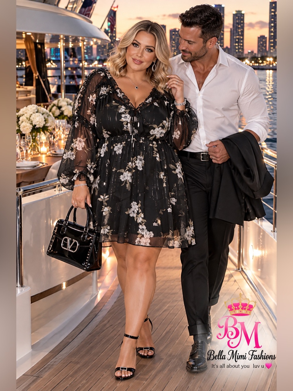 🖤🌸 CITY CHIC BLACK FLORAL SHEER MINI DRESS – SIZE 20 🌸🖤